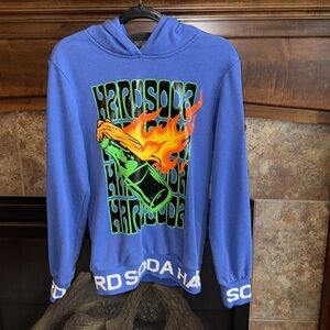 Hard soda Hardsoda Limited blue all over graphic hoodie sweatshirt size M